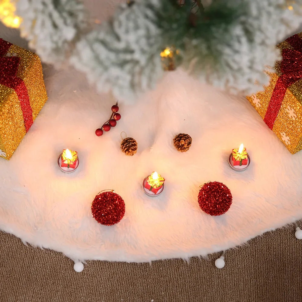 Christmas Christmas tree skirt base decoration pure white plush carpet sub-tree apron under tree decorative cushion