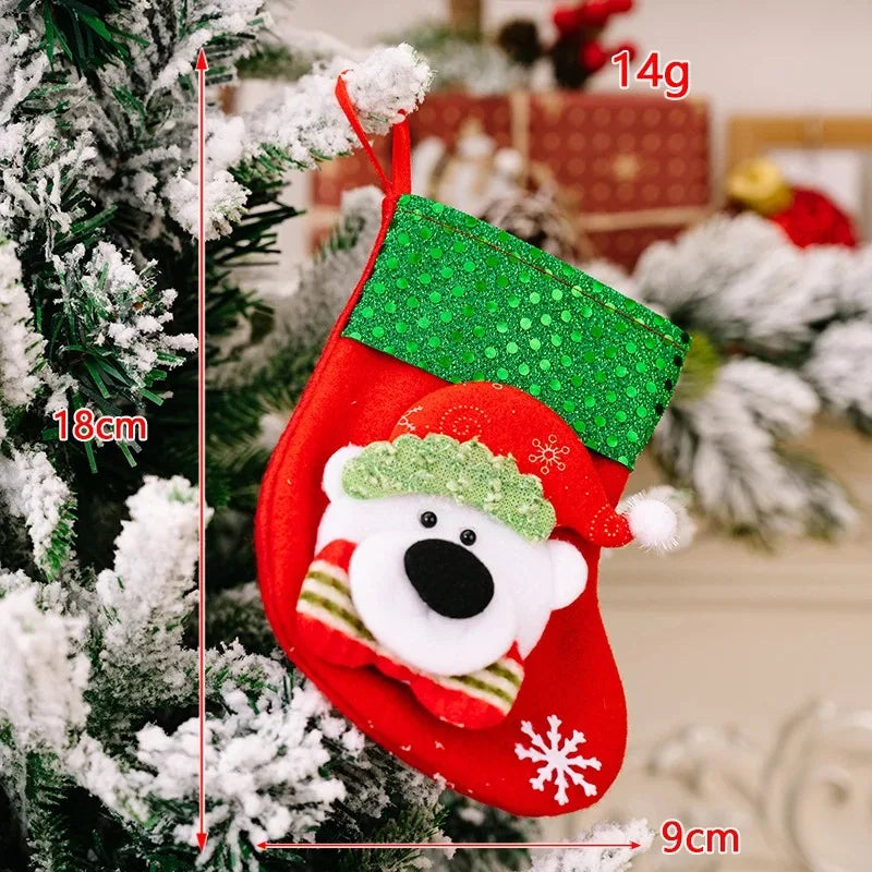 2pcs 2023 New Christmas Decoration Socks Cartoon Santa Claus Fawn Snowmen Socks Christmas Tree Hanging Ornaments Home Decoration