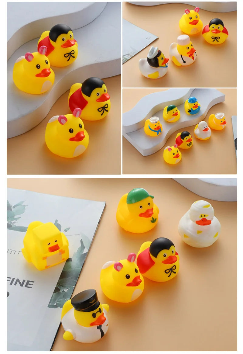 Baby Bath Toys Cute Little Yellow Duck with Squeeze Sound Floating Duck Bath Toys Soft Rubber Float Duck Water Toy Gift for Kids