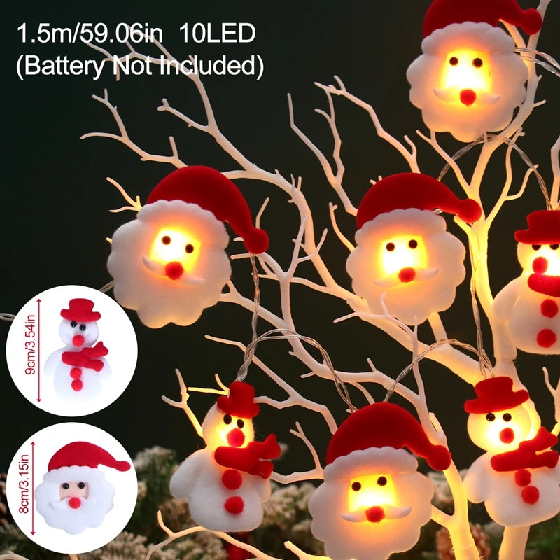 Christmas Santa Claus String Light Garland Xmas Tree Pendant Merry Christmas Decor for Home Noel Navidad Gift 2024 New Year 2025