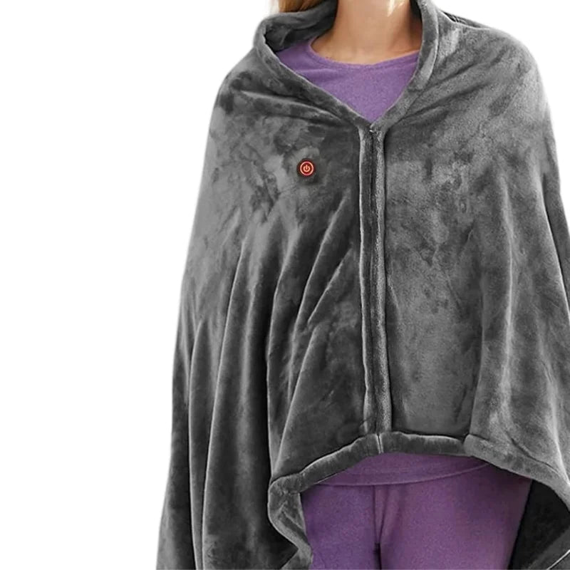 USB Electric Heated Blanket Adjustable 3 Heating Levels Heated Shawl Household Office Fast Heating Washable Body Warmer Blanket