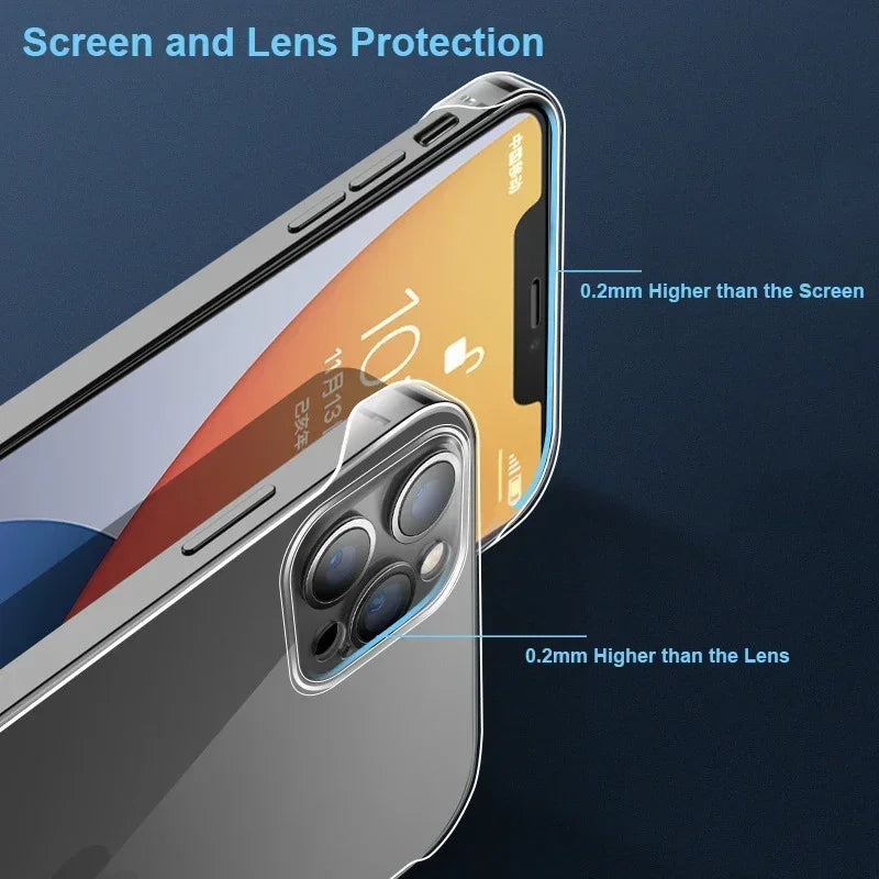 Slim Frameless Clear Phone Case For iPhone 16 15 14 13 12 Mini 11 Pro XS Max XR X 8 7 Plus SE 2022 Transparent Plastic Cover