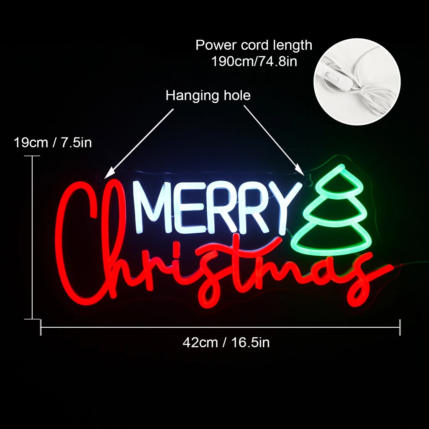 Merry Christmas Neon Sign Red Green LED Lights With Small Decor Dimmable Room Decoration For Festival Home Party Wall Lamp Signs