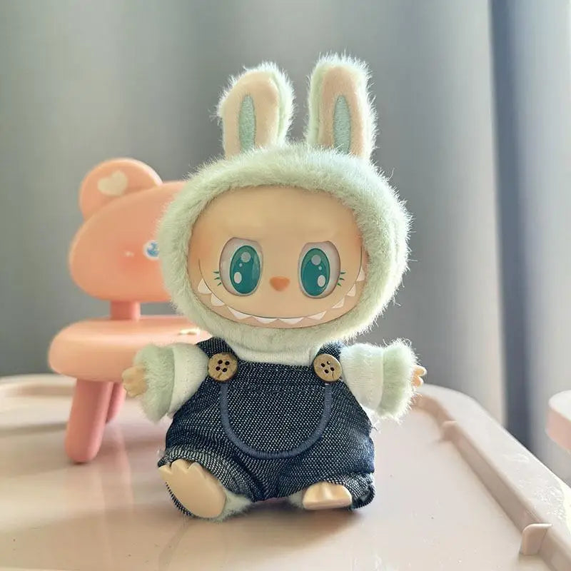 17cm Mini Plush Doll'S Clothes Outfit Accessories For Korea Kpop Exo Labubu I II Idol Dolls Sitting Party overalls Clothing Gift