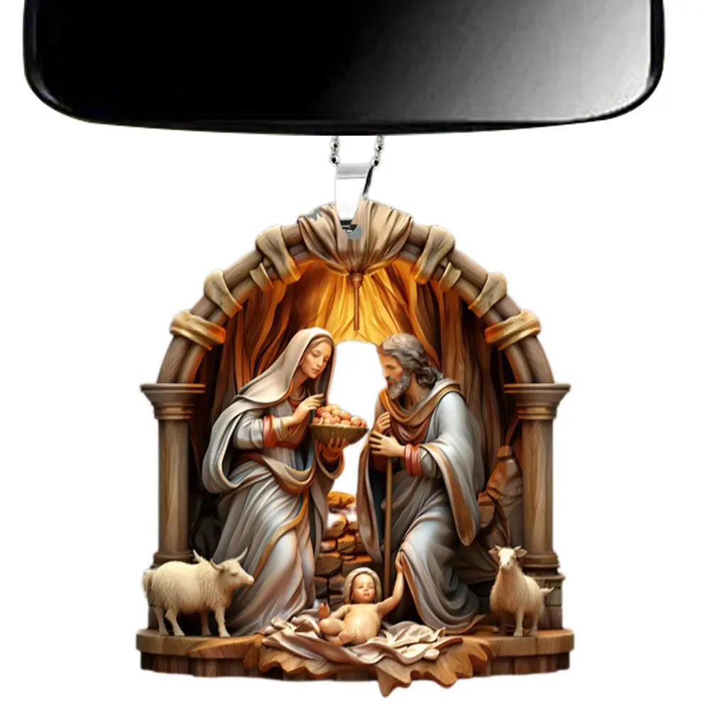 Christmas Nativity Scene Ornaments The Birth Of Jesus Decor Nativity Scene Acrylic 3D Decoration For Christmas Tree car Decor