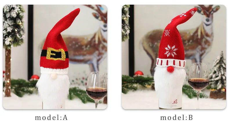 Christmas Wine Bottle Cover Merry Christmas Decorations For Home 2024 Christmas Ornament Xmas Navidad Natal Gifts New Year 2025