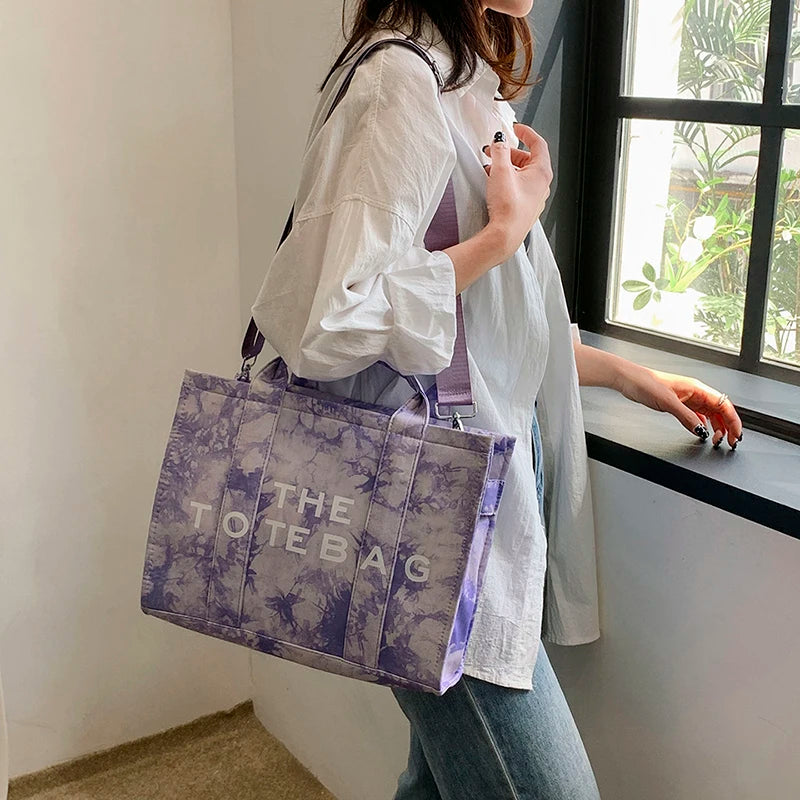 Large Canvas Tote Bag Shoulder Crossbody Bags for Women Handbag and Purses 2023 New Ladies Messenger Bags Trendy Designer