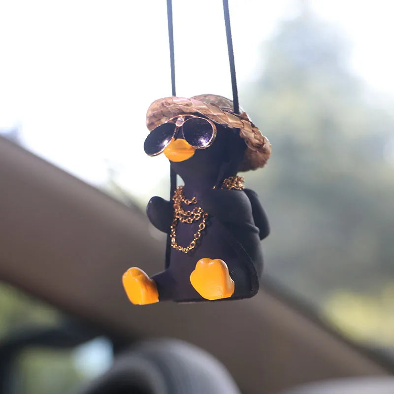 Swinging Duck Car Pendant Cute Guitar Coke Duck Auto Rearview Mirror Hanging Ornaments Interior Decoraction Car Accessories