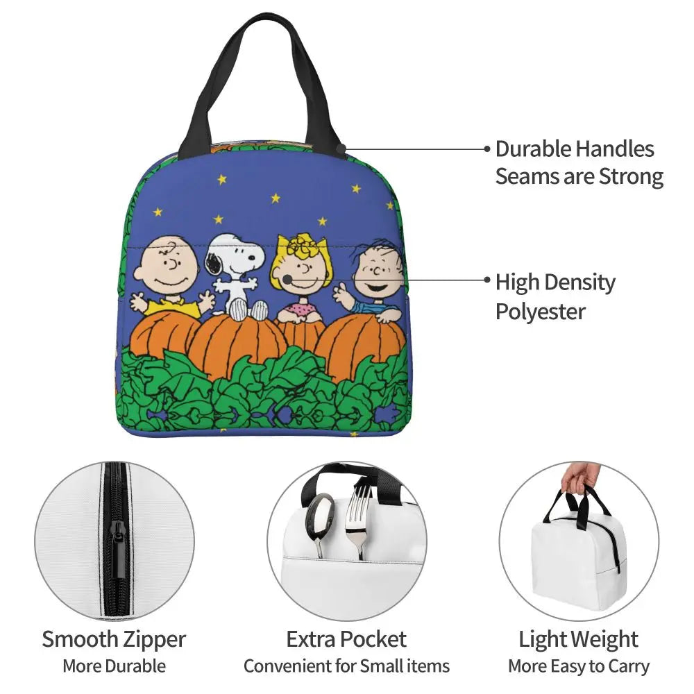 Custom Funny Cartoon Snoopy Lunch Box Waterproof Thermal Cooler Food Insulated Lunch Bag Kids For Kids Portable Picnic Tote Bags