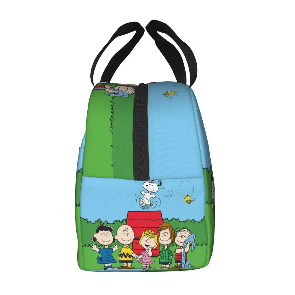 Custom Funny Cartoon Snoopy Lunch Box Waterproof Thermal Cooler Food Insulated Lunch Bag Kids For Kids Portable Picnic Tote Bags