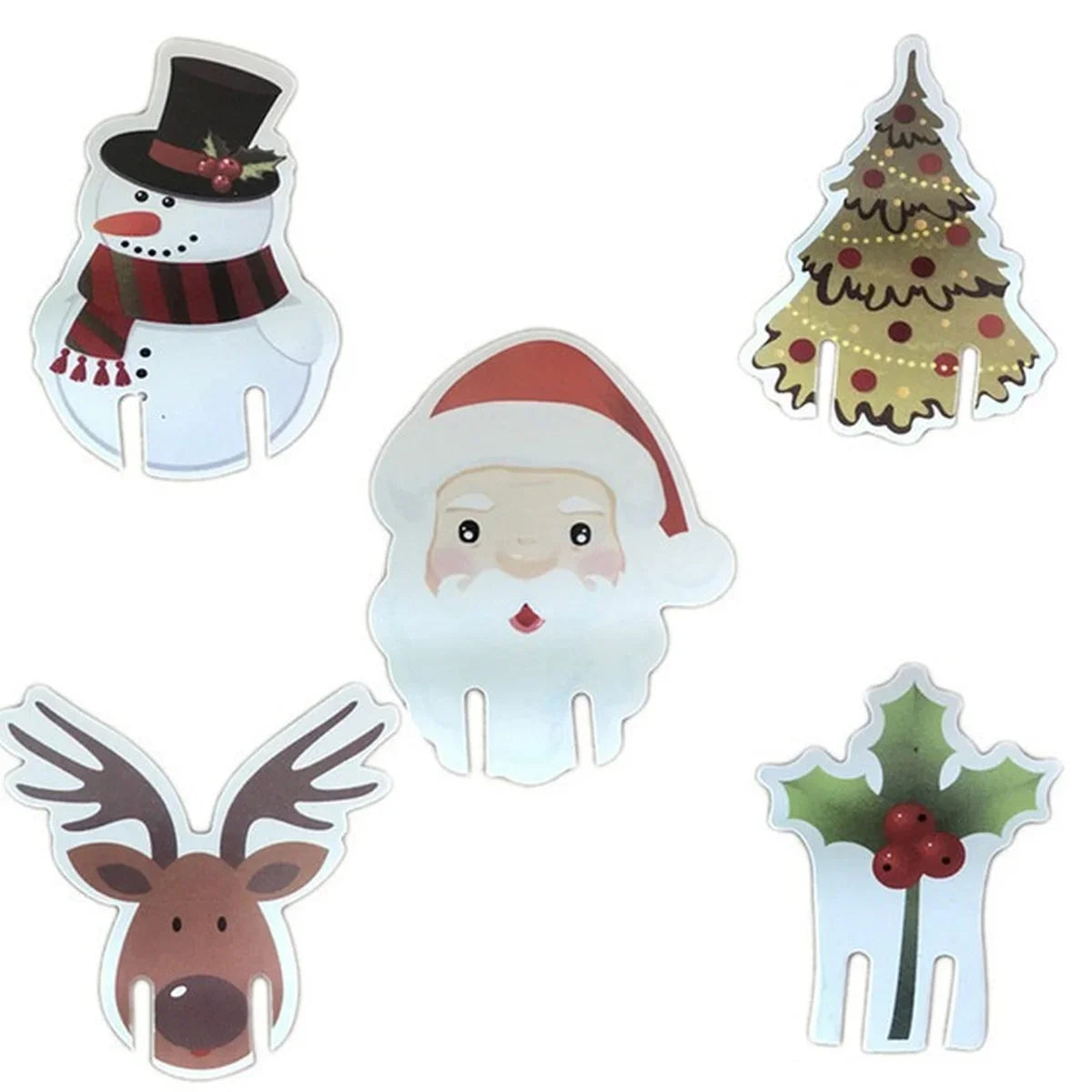 10pc/set Wine Cup Card Christmas Decor Santa Hat Glass Decor Xmas Tree Snowman Home Decoration Decor 2024 New Year Accessories