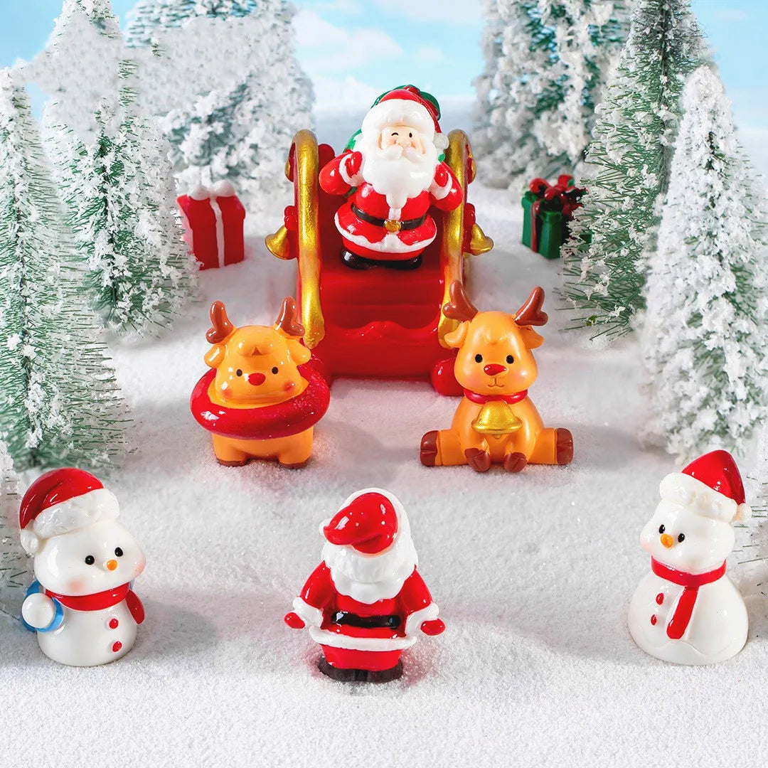 XMAS Resin Elk Santa Claus Ornaments Merry Christmas Decoration For Home Figurines Miniatures 2023 New Year Xmas Box Decor