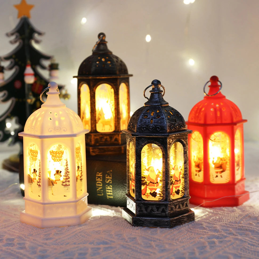 Christmas Lantern Light Merry Christmas Decorations for Home 2024Navidad Christmas Tree Ornaments Xmas Gift Happy New Year 2025