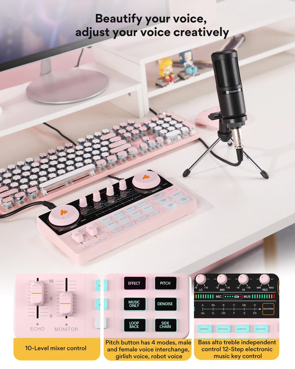 Maono AM200-S1 Sound Card Microphone Set MaonoCaster Audio Interface with Mic for PC\Phone,Live Streaming,Recording,Youtube