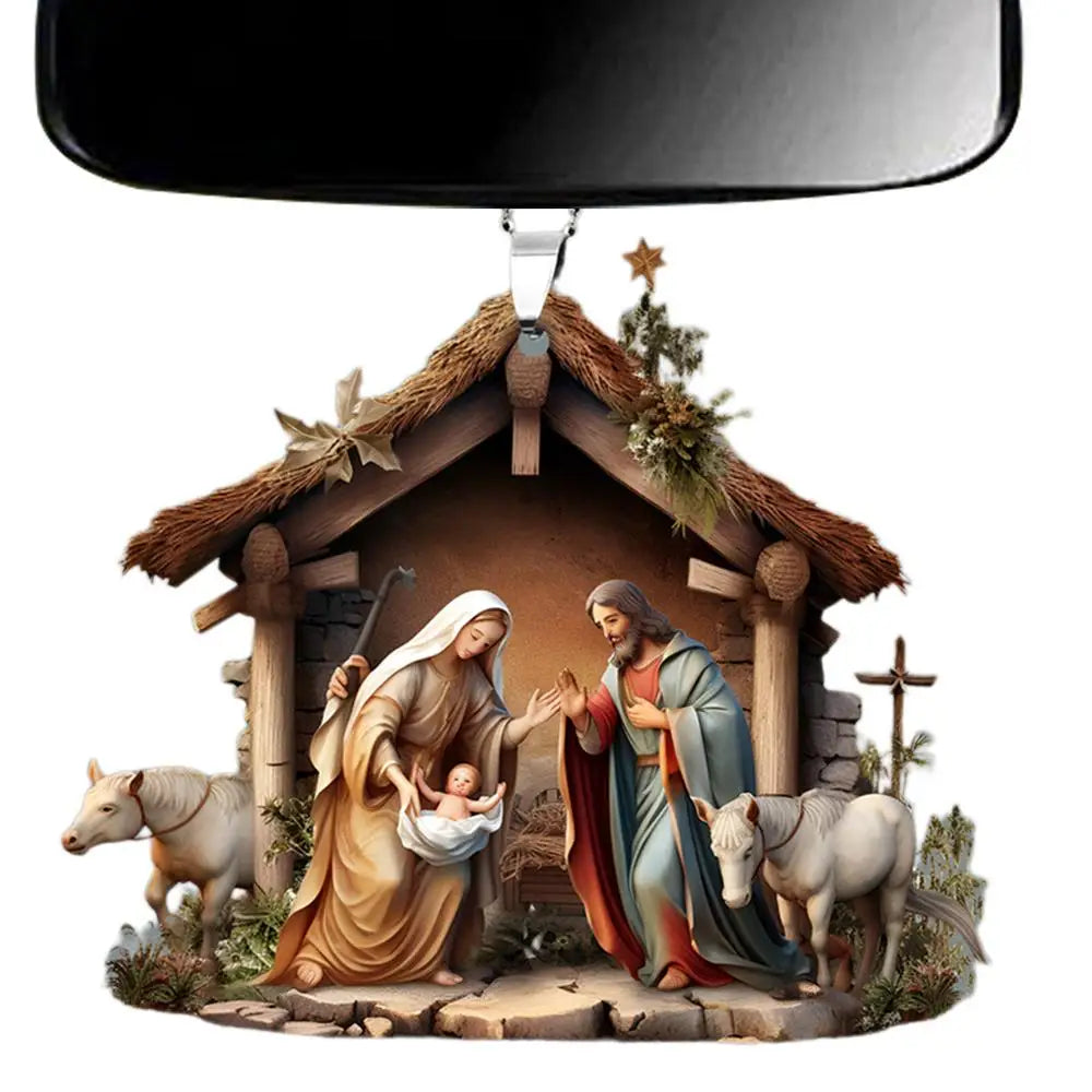 Christmas Nativity Scene Ornaments The Birth Of Jesus Decor Nativity Scene Acrylic 3D Decoration For Christmas Tree car Decor