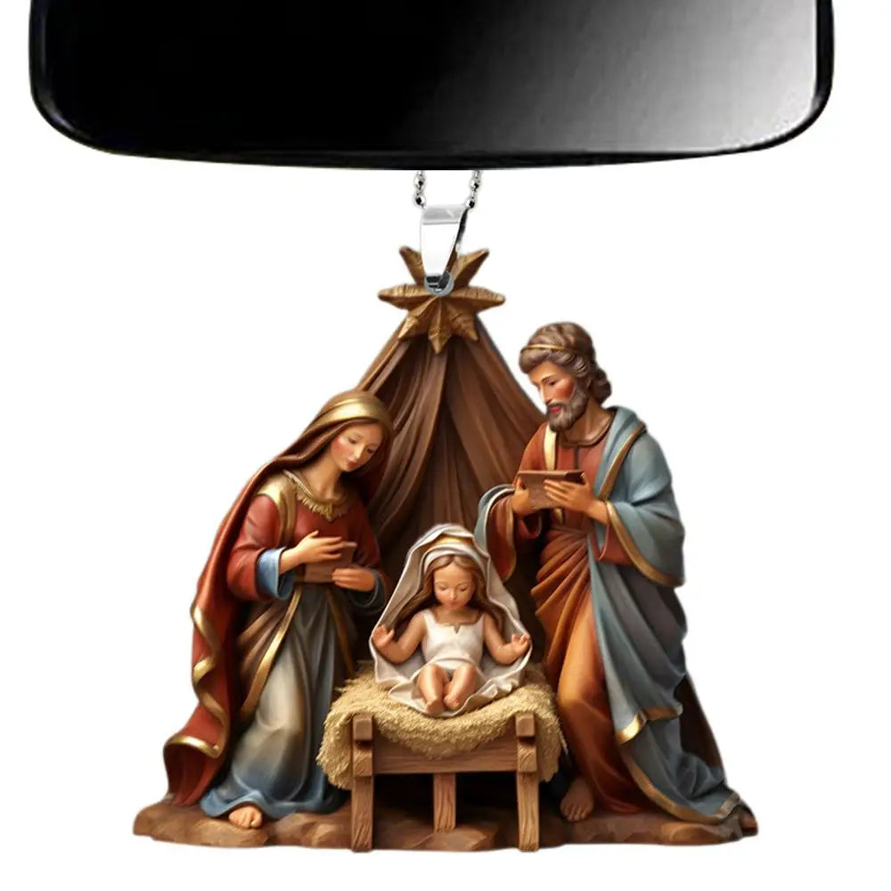 Christmas Nativity Scene Ornaments The Birth Of Jesus Decor Nativity Scene Acrylic 3D Decoration For Christmas Tree car Decor