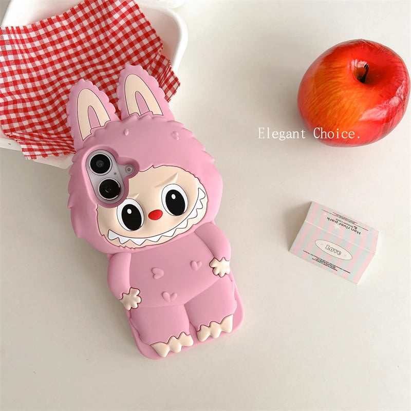 For iPhone 16 promax 15 14 Plus 13 12 Pro Max Phone Case 3D Labubu Cute New Cartoon Kawaii Soft Silicone iphone 16Pro Cover