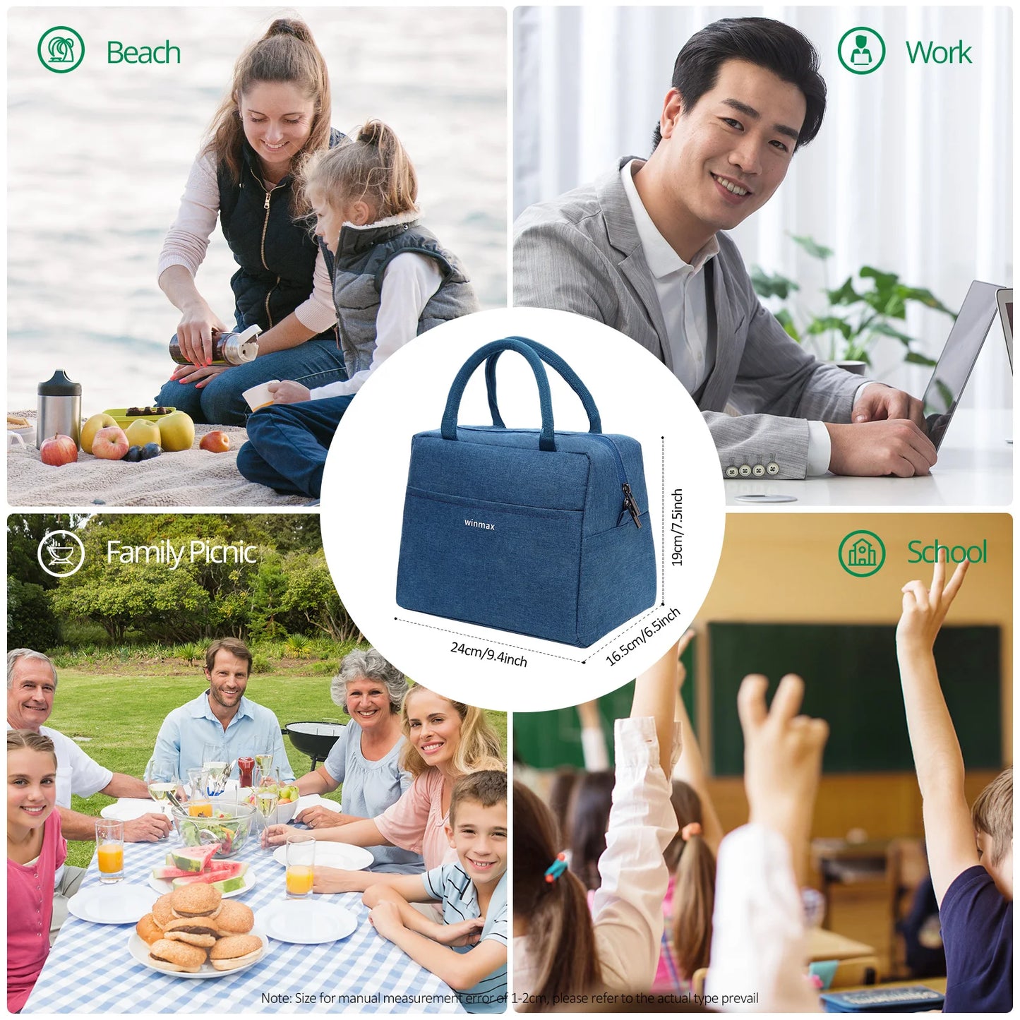 Lunch Box Thermal Bag Portable Waterproof Durable Wide Opening Suitable for Women's Work or Family Picnics