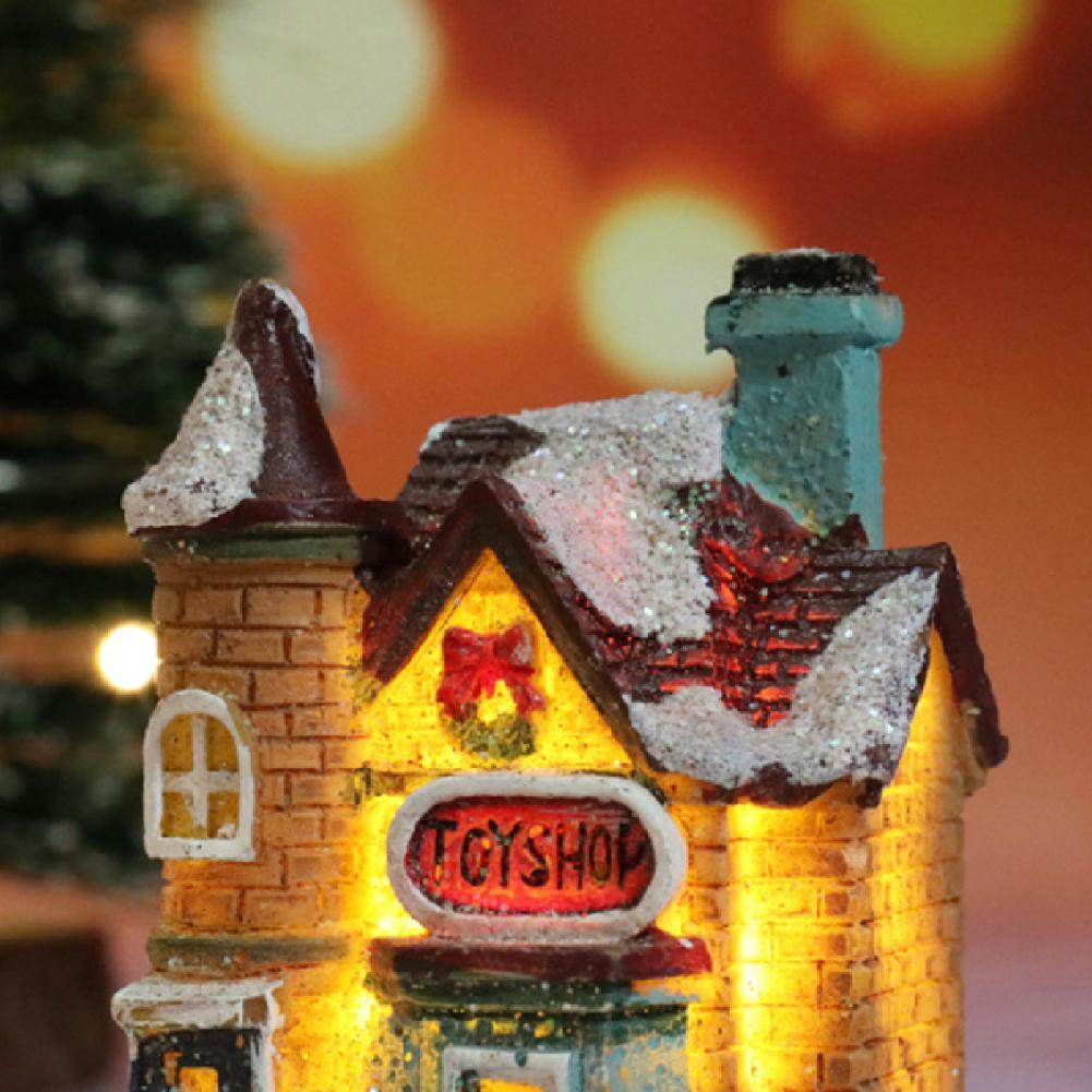 House Figurine Christmas Resin Wear Resistant Tiny Resin House Village Miniature Model   Xmas Decoration  for Wedding