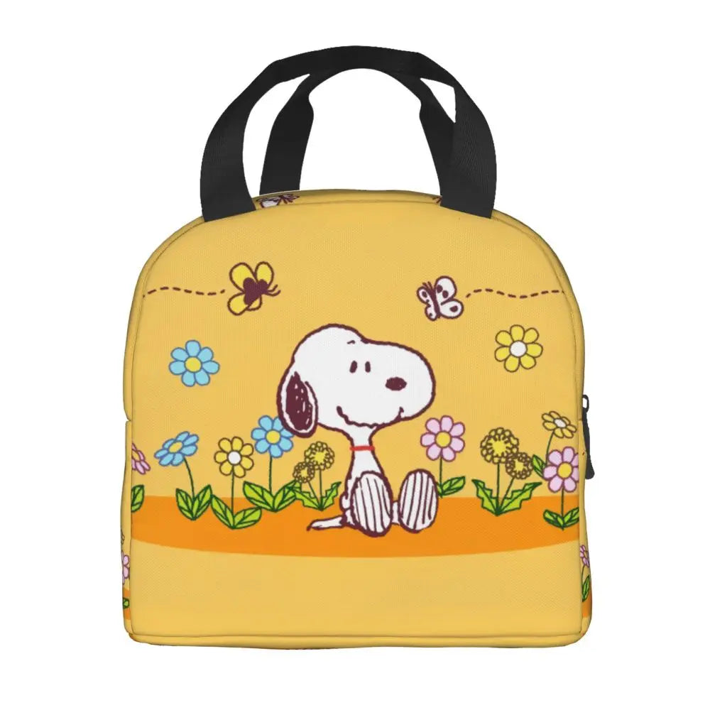 Custom Funny Cartoon Snoopy Lunch Box Waterproof Thermal Cooler Food Insulated Lunch Bag Kids For Kids Portable Picnic Tote Bags