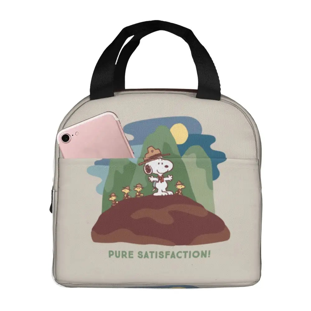 Custom Cute Cartoon Snoopy Insulated Lunch Box for Women Portable Warm Cooler Thermal Lunch Bag Picnic Food Container Tote Bags