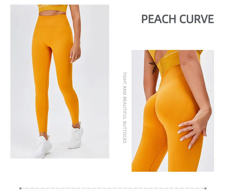 Seamless High Waist Nude Yoga Pants Women's Honey Peach Hip Lifting Tight Fitness Pants Quick Dried Exercise Push Up Yoga Pants