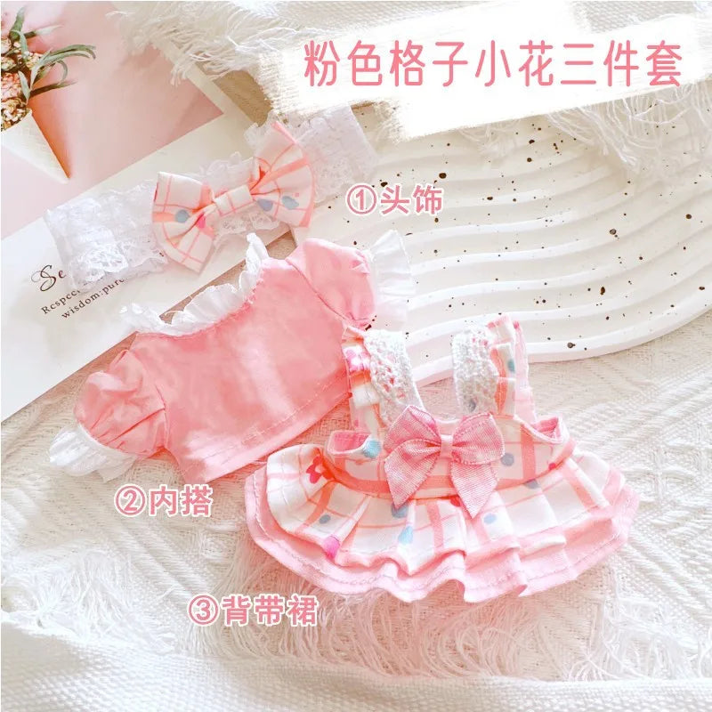 17cm Labubu Clothes Cute Mini Plush Doll's Outfit Accessories Suit Overalls Dress Hairpin for Labubu Dolls Fans Children Gift