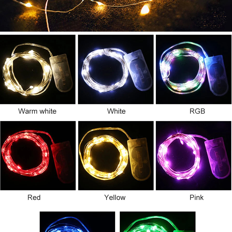 1M 2M 3M 5M LED Copper Wire String Lights Fairy Light Outdoor Garland Wedding Light for Home Christmas Garden Holiday Decoration