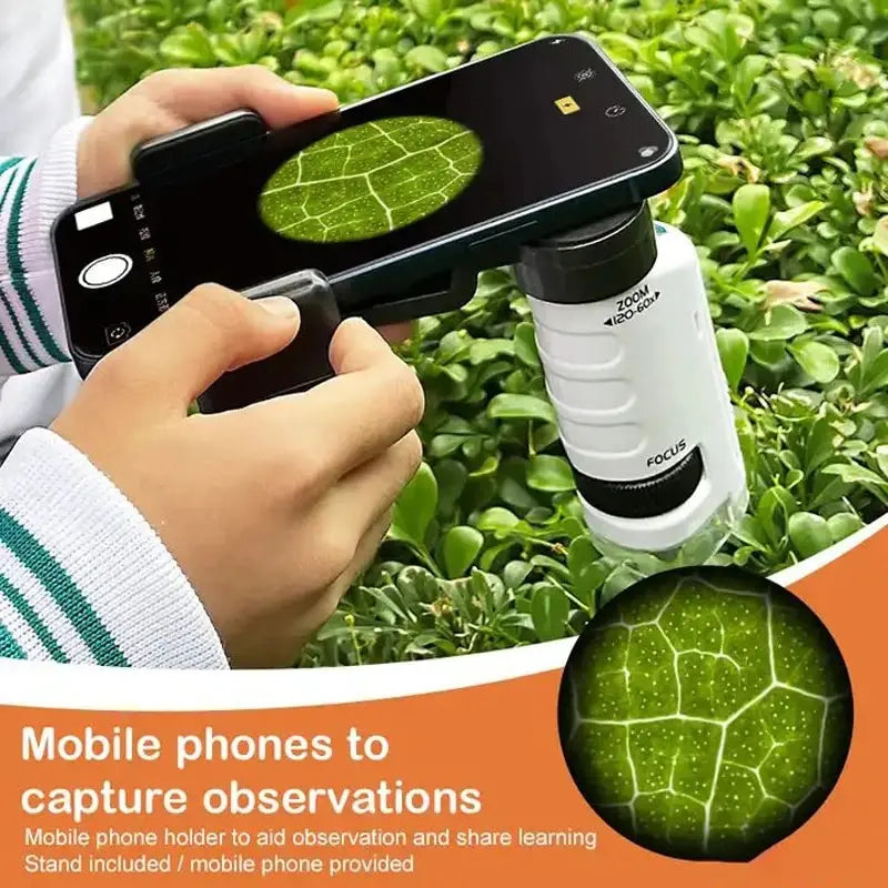 Mini Pocket Microscope Kids Science Educational Toy 60-120X Handheld Microscope Convenient STEM Toys Boys Girls Christmas Gifts