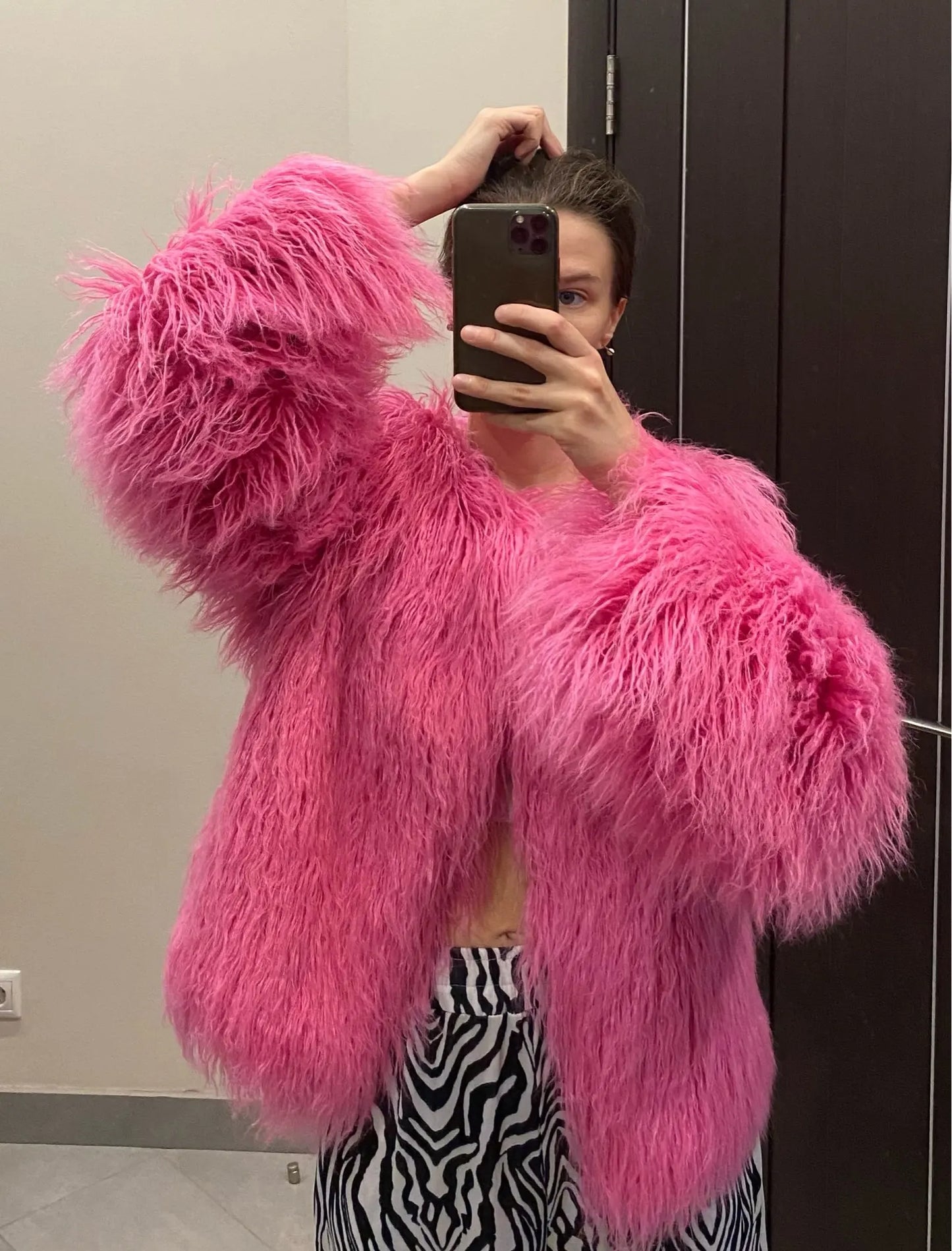 Fur Coats Women Autumn Winter Top Fashion Pink Faux Fur Coat Elegant Thick Warm Faux Fur Jackets for Women 2022