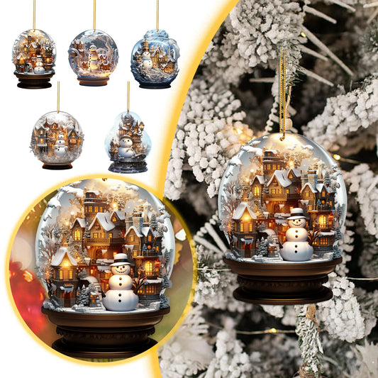 Christmas Snowman Crystal Globe Ornament Hanging Christmas Hanging Unique Style Snow Decoration Unique Design Christmas Style