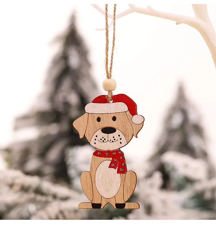 New Year 2022 Natural Wood Christmas Tree Ornament Xmas Hanging Pendants Star Xmas Tree Bell Christmas Decorations For Navidad