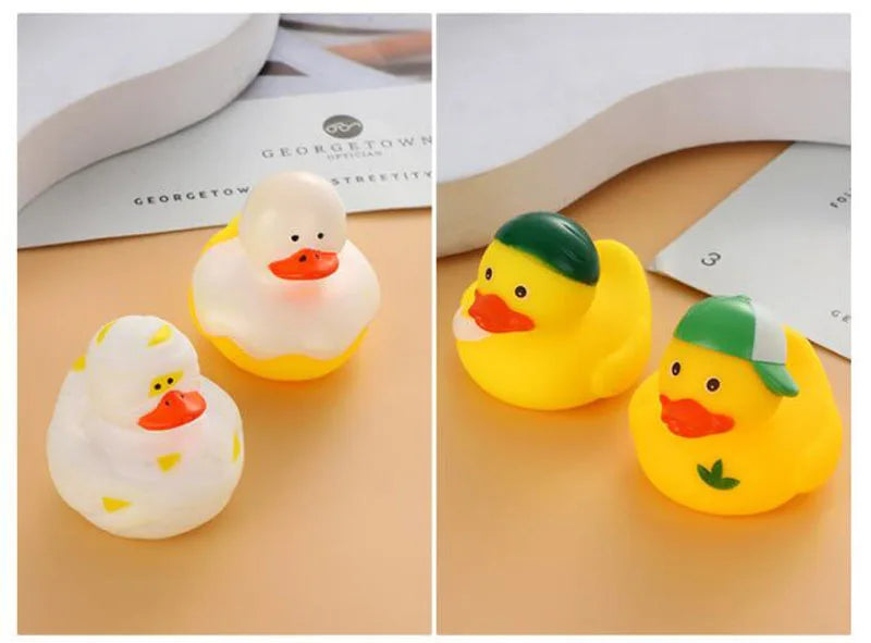 1pcs Baby Cute Duck Bath Toys Rubber Yellow Ducks Washing Swimming Toddler Toys Squeeze Sound Kids Wash Play Funny Gift