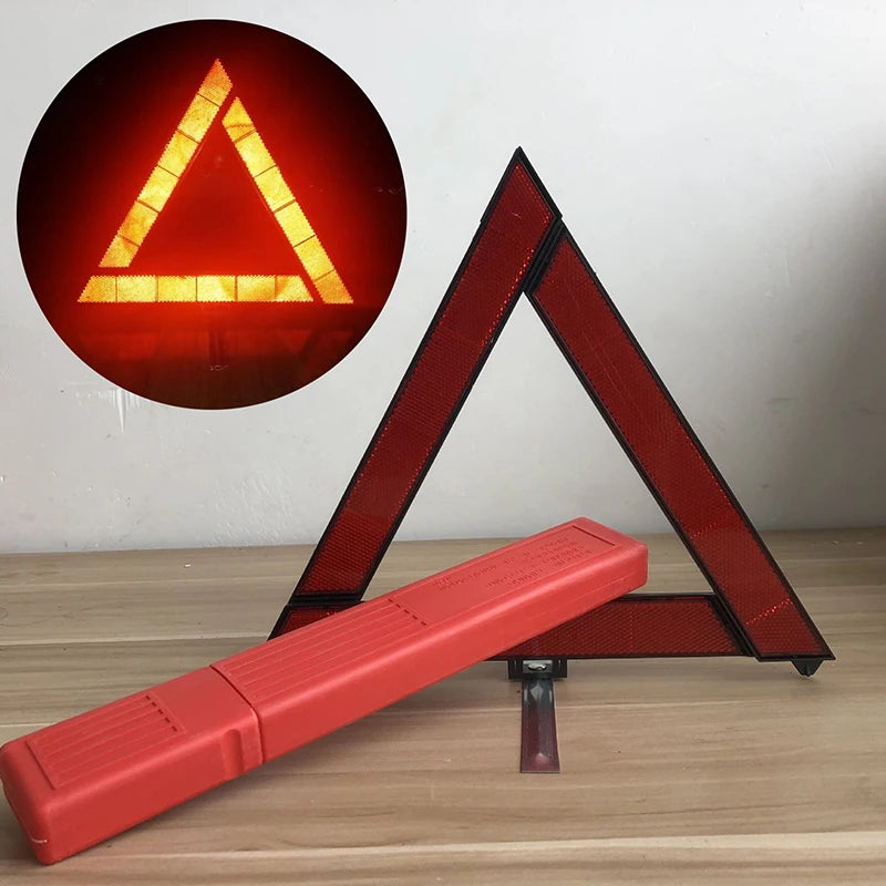 Car Tripod Folded Stop Sign Reflector Car Emergency Breakdown Warning Tool Triangle Red Reflective Safety Hazard Car Accessories