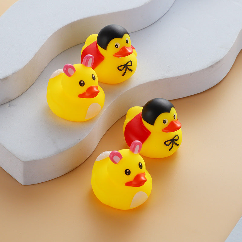 Baby Bath Toys Cute Little Yellow Duck with Squeeze Sound Floating Duck Bath Toys Soft Rubber Float Duck Water Toy Gift for Kids