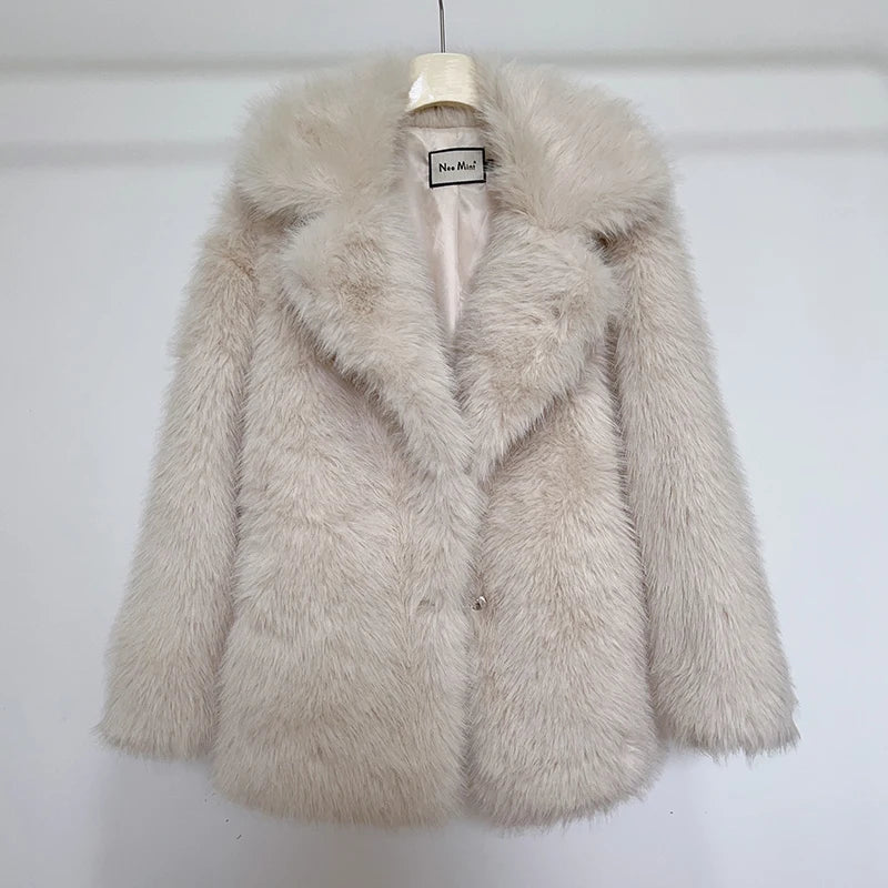 Luxury Brand Eco-coat Exclusive Fluffy Furry Faux Fur Women Winter Jacket Shaggy Thick Warm Premium Long Coat Festival Overcoats