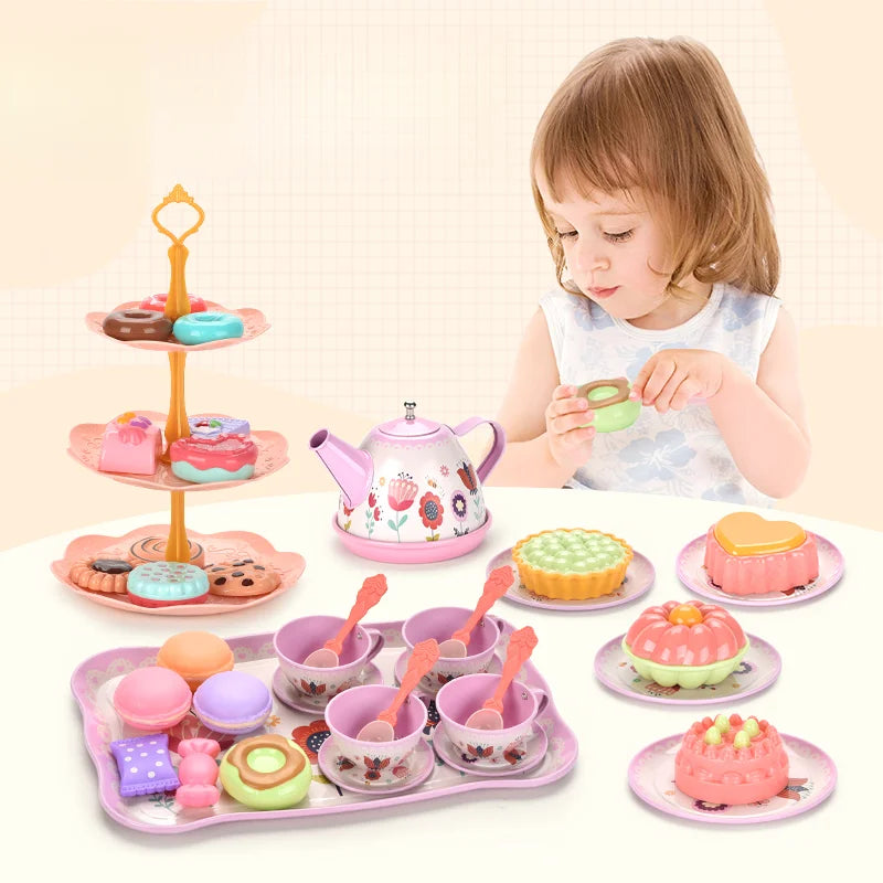 Play tea set Kitchen Play Set children furniture Infant Pretend  Kids Toys For Girls Kitchen Set