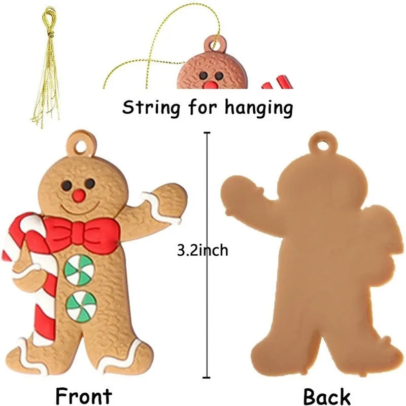 6/12Pcs Gingerbread Man Ornaments for Xmas Tree Decorations Gingerman Figurines Mini Hanging Pendant Christmas Holiday Decor