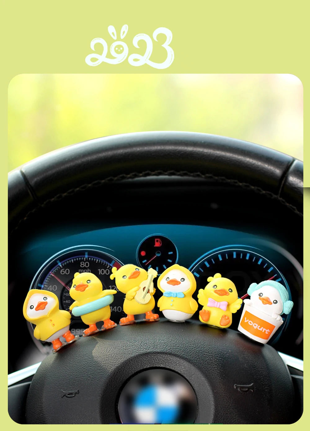 Anime Figure Swing Duck Model Decor Little Yellow Duck Auto Rearview Mirror Hanging Pendant Cute Car Ornaments Accessories Gifts