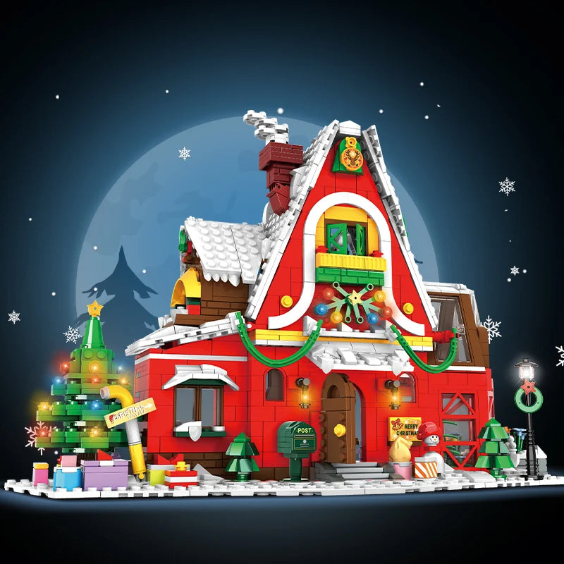 2023 City Creativity Winter Village Christmas House Christmas ART House Model Building Blocks Bricks Kids Toys Christmas Gift