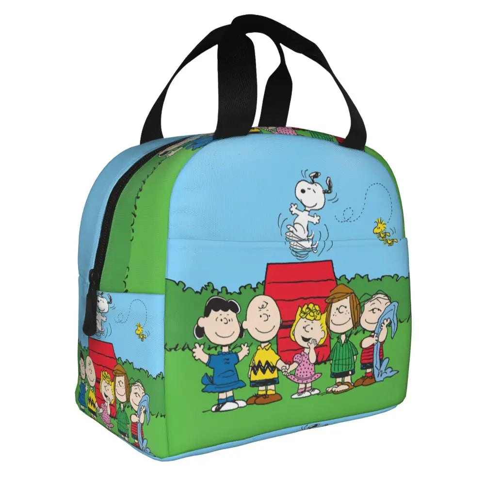 Custom Funny Cartoon Snoopy Lunch Box Waterproof Thermal Cooler Food Insulated Lunch Bag Kids For Kids Portable Picnic Tote Bags