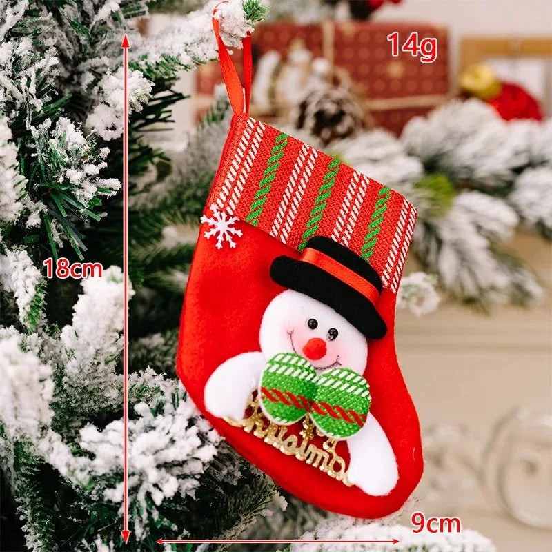 2pcs 2023 New Christmas Decoration Socks Cartoon Santa Claus Fawn Snowmen Socks Christmas Tree Hanging Ornaments Home Decoration