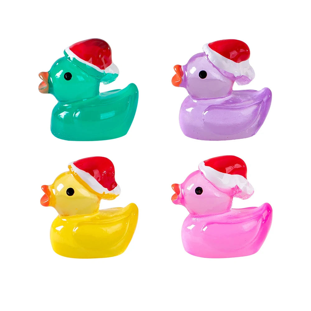 Luminous Micro Landscape Christmas Duck Ornaments DIY Resin Garden Decoration Outdoor Patio Lawn Yard Garden Accessories