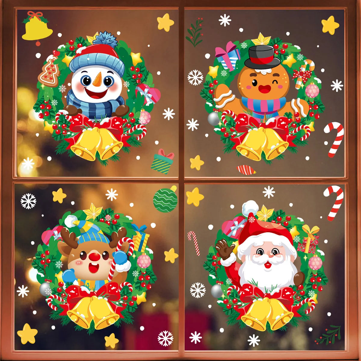 2025 Santa Claus Reindeer Window Glass Stickers Snowman Snowflake Electrostatic Wall Sticker Merry Christmas Decor for Home Noel