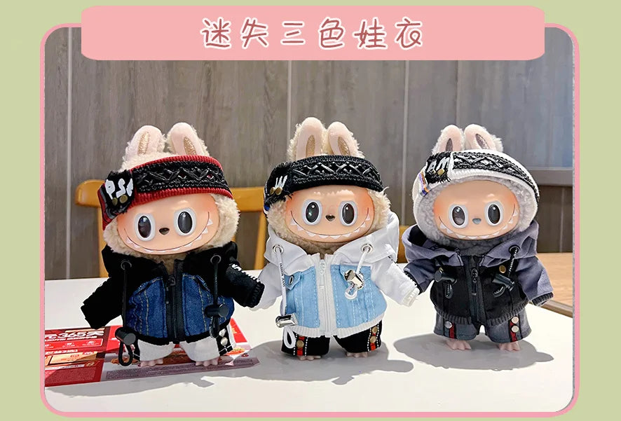 Hot Labubu Doll Clothes Fashion Clothes Hoodies For 17cm Doll Clothes Color Match Hoodies Dolls Accessories Cute Little Cloths