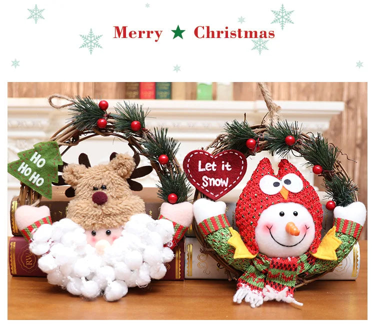 Elk Snowman Rattan Circle Christmas Flower Wreath Shopping Mall Window Christmas Tree Christmas Decorations Children's Doll