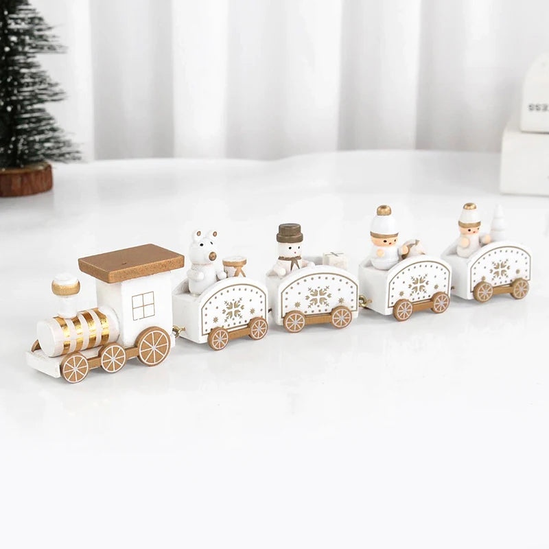 Christmas Wooden Train Merry Christmas Decorations for Home 2024 Xmas Tree Ornament  Navidad Noel Kids Gift Happy New Year 2025