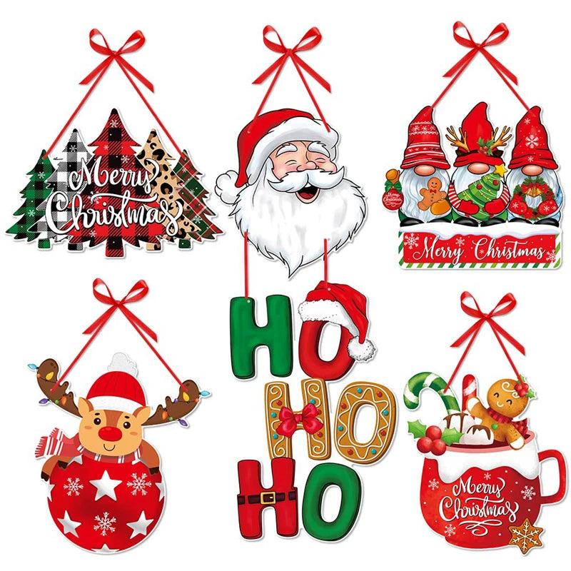 Merry Christmas Door Hanger New Year Party Pendants Xmas Tree Hanging Oranment Santa Claus Snowman Christmas Decoration for Home