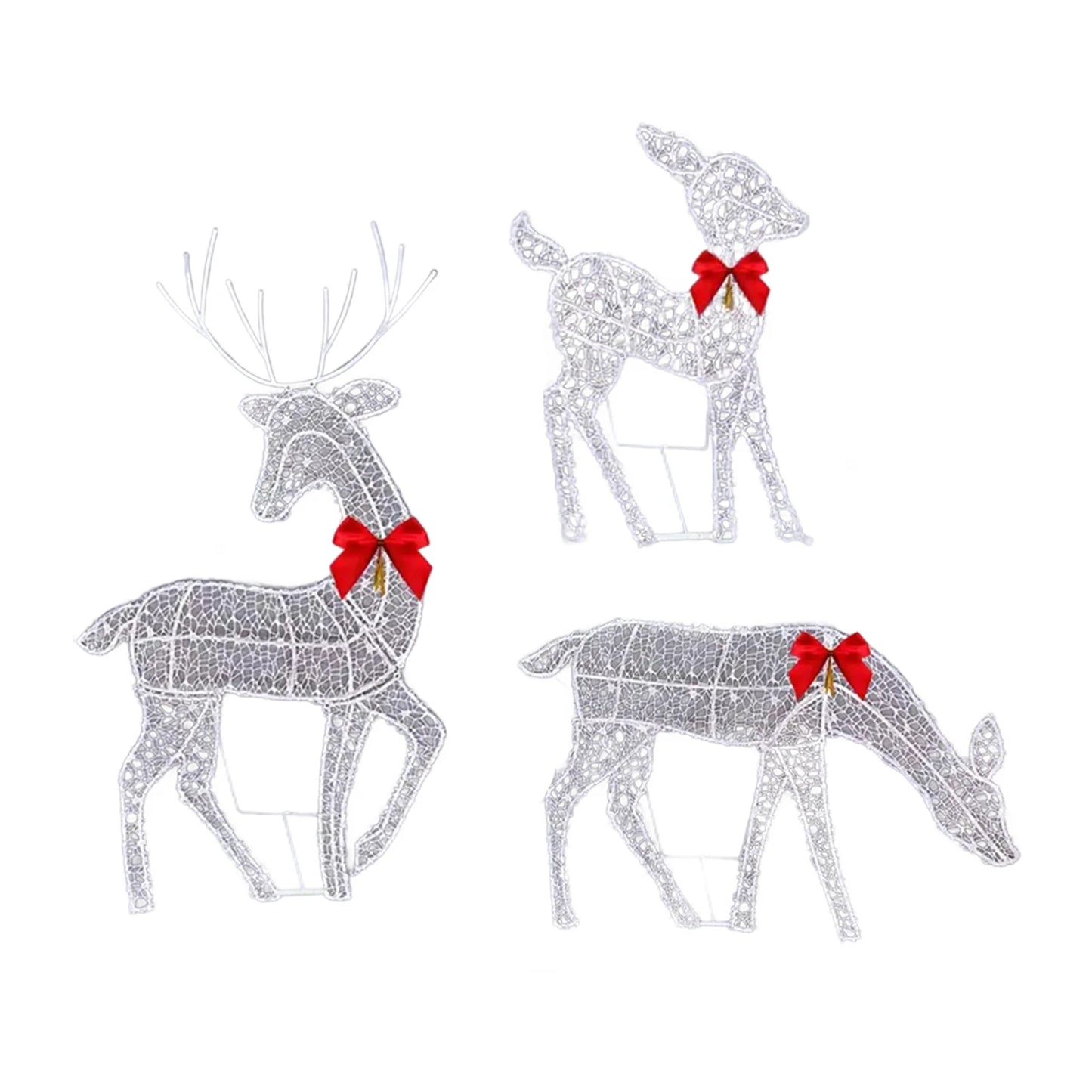 Metal Frame Reindeer Decor Glowing Christmas Deer Ornament Set with Led Lights for Outdoor Xmas Decorations Metal Frame for Home