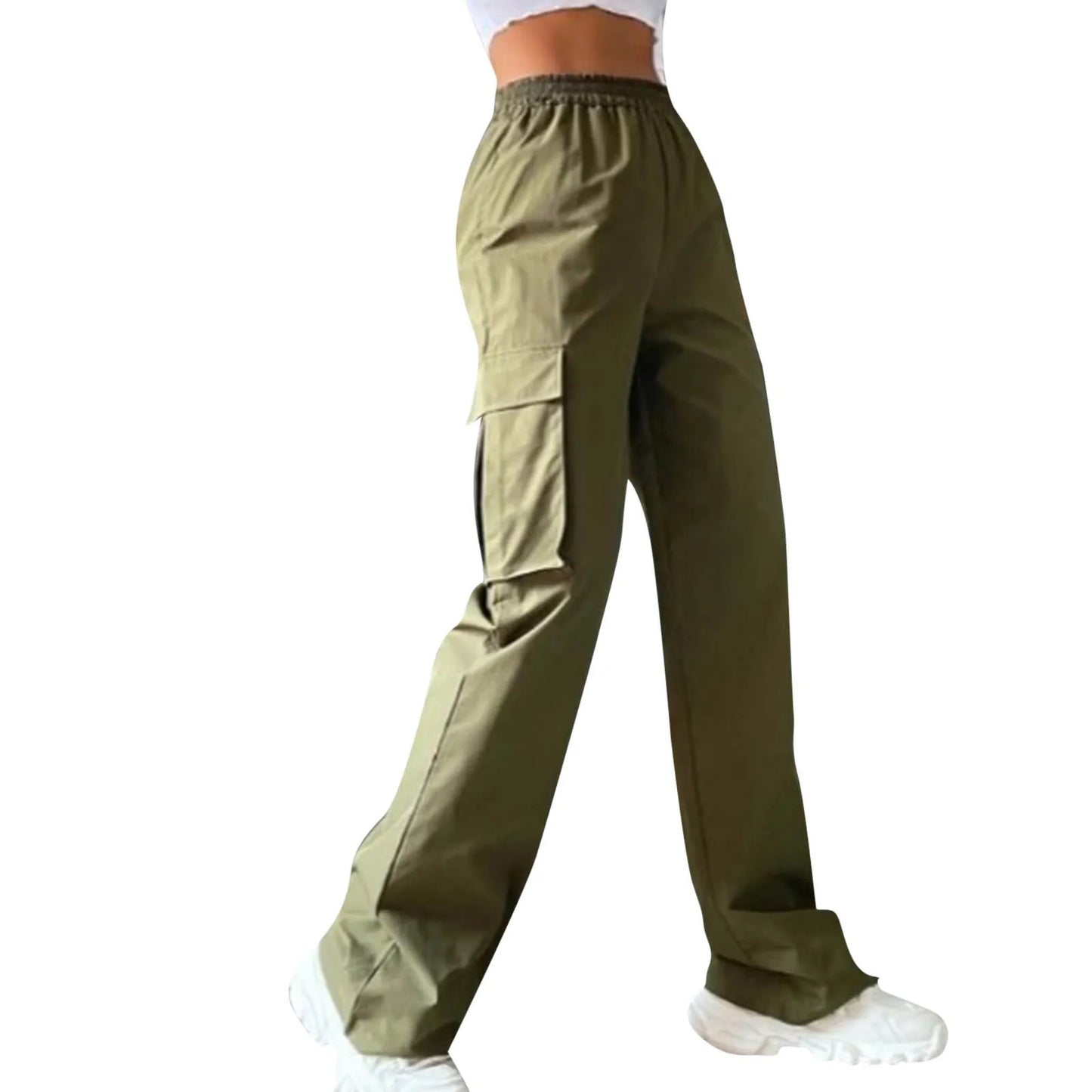 Womens Cargo Pants Elastic High Waist Wide Leg Trousers Straight Leg Joggers Outfits Baggy Wide Leg Sweatpants Oversized Pants